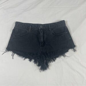John John Made In Heaven Women Black Cut Off Denim Shorts Size 38/28